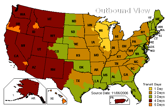 UPS Delivery Map Green Bay WI